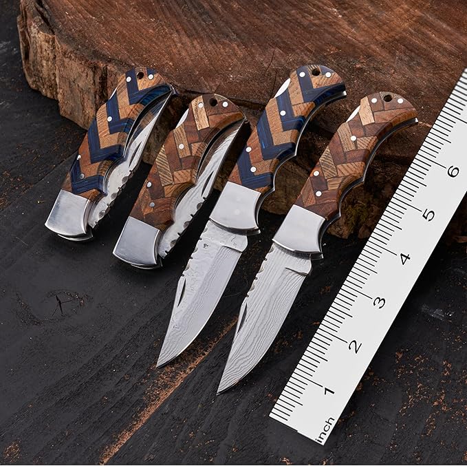 Personalized Folding Knife, Damascus Fish Style Pocket Knife, Custom Gift for Husband, Grandpa
