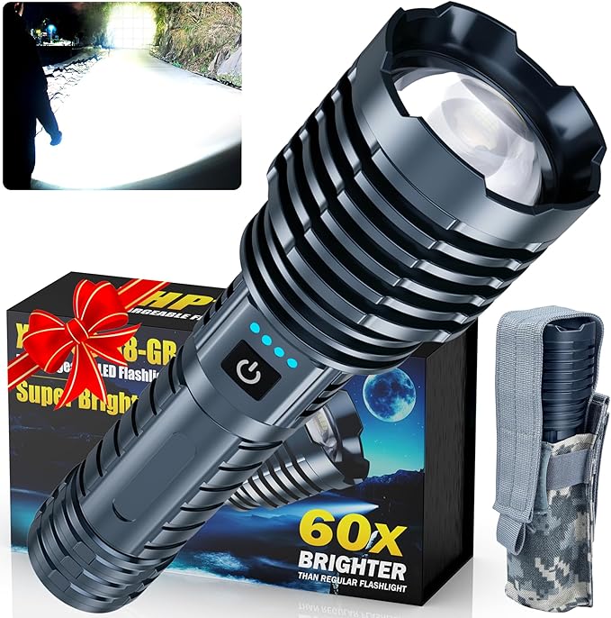 Super Bright Rechargeable LED Flashlights 5000.000High Lumens,Powerful Tactical Flashlight Up to