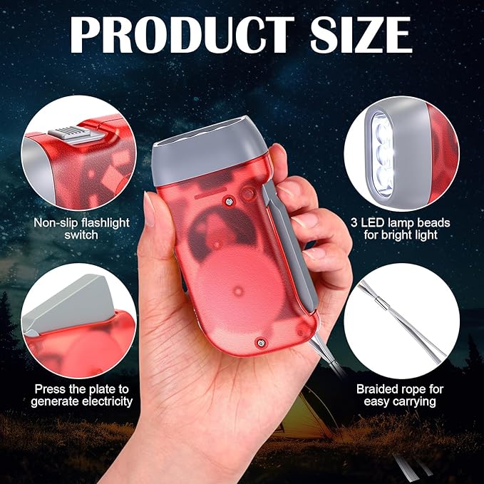 Treela 36 Pcs Hand Crank Flashlights Operation Christmas Bulk Items Squeeze Flashlight No Battery