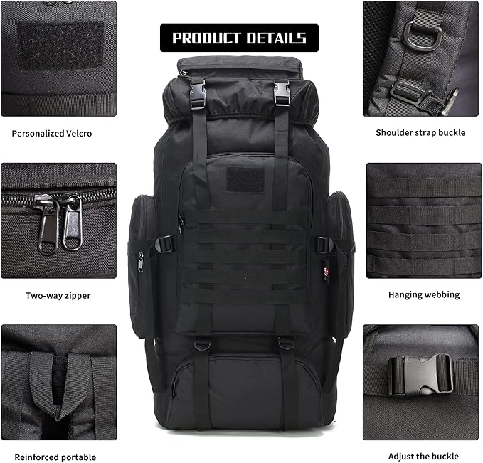 Hiking Backpack for Men 70L/100L Camping Backpack Military Rucksack Molle 3 Days Assault Pack for