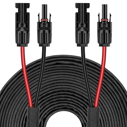 50FT 12AWG Solar Panel Extension Cable with Female and Male Connectors, Solar Cable for Solar