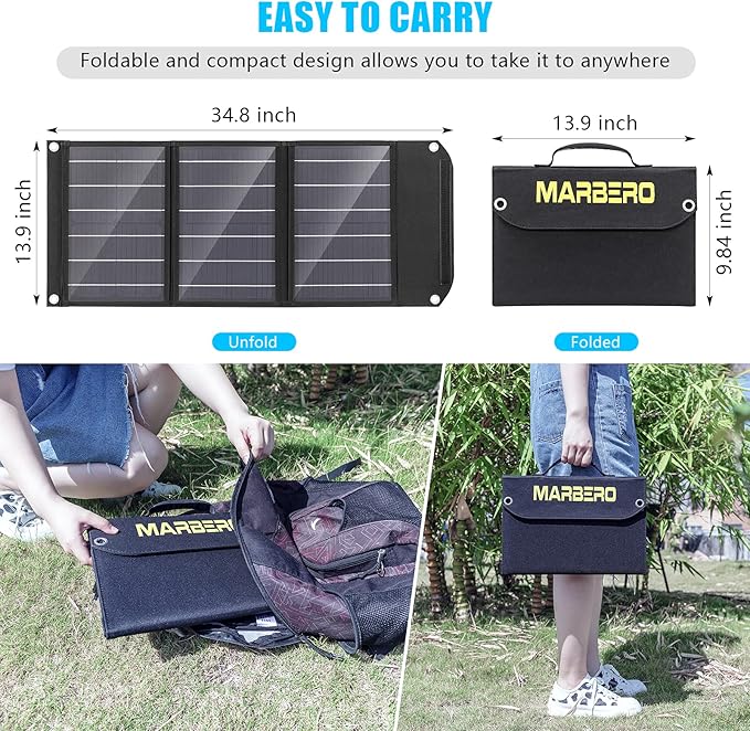 MARBERO Portable Solar Panel 30W Solar Panel Charger 23% High Efficiency Foldable Solar Panels