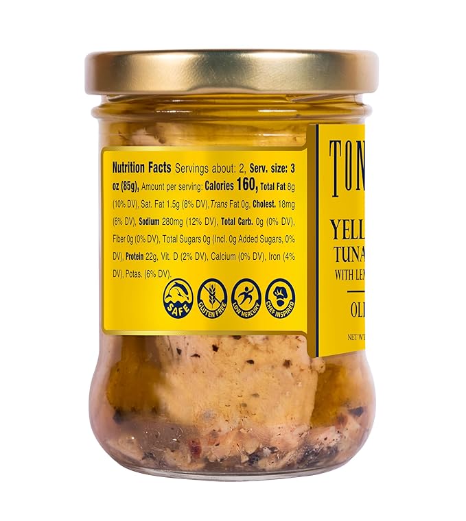 Tonnino Yellowfin Tuna Fish ??Lemon Pepper in Olive Oil ??Pack of 6 ??Alternative to Salmon