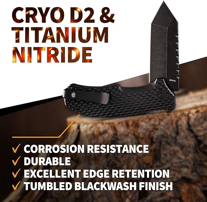 Off-Grid Knives - Rapid Fire Viper, Assisted Tanto Blade, Hard Use Build, Tactical, Camping &