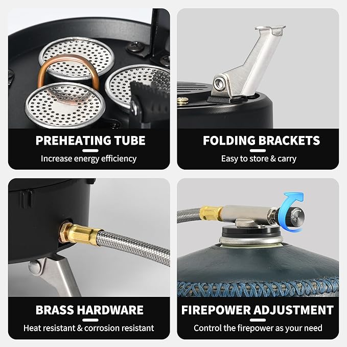 Naturehike Camping Gas Stove for IGT Table, Portable Isobutane Stove with Storage Bag & Foldable