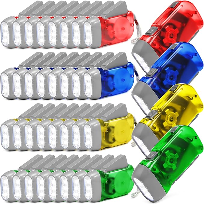 Treela 36 Pcs Hand Crank Flashlights Operation Christmas Bulk Items Squeeze Flashlight No Battery