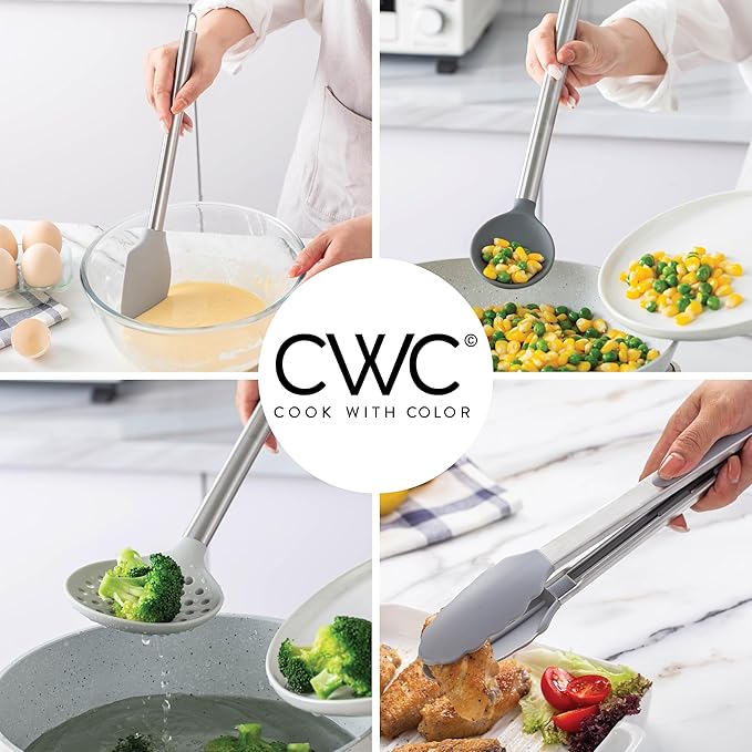 COOK WITH COLOR Silicone Cooking Utensils, Kitchen Utensil Set, Easy to Clean Silicone Kitchen