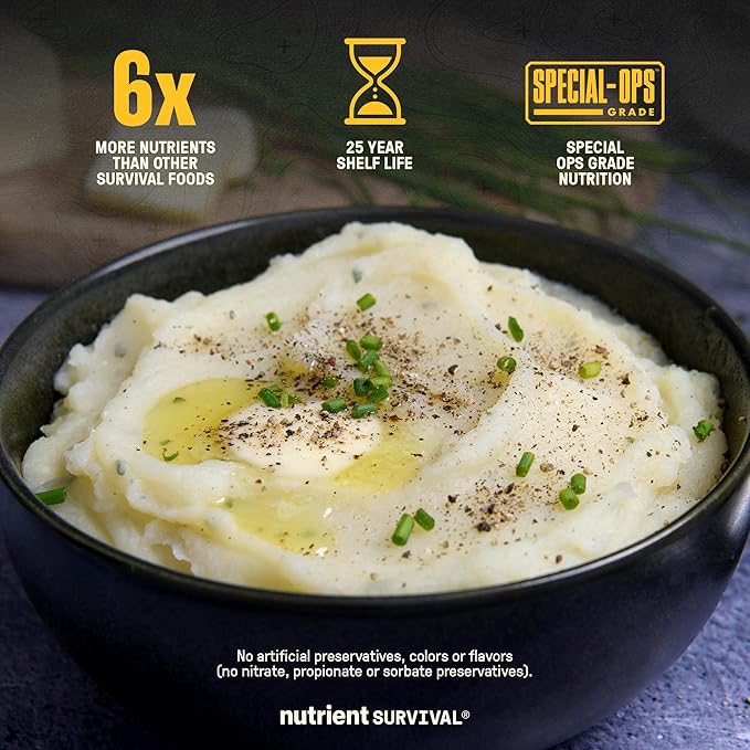 Nutrient Survival Potato Flakes, Powdered Vitamin Potato (4 Cans, 30 Servings per Can) for Mashed