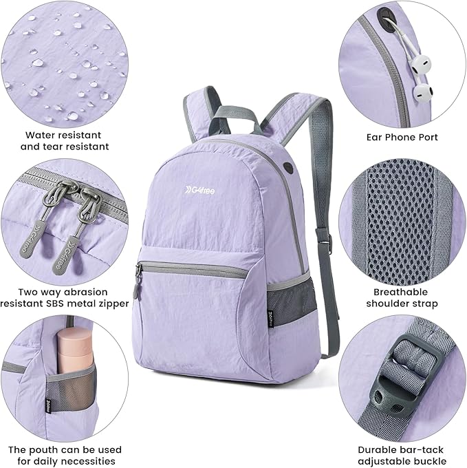 G4Free 20L Lightweight Packable Backpack Travel Hiking Daypack Foldable Backpack for Men