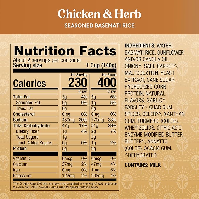 Royal Ready-to-Heat Chicken & Herb Seasoned Basmati Rice (8.5oz, Pack of 6)