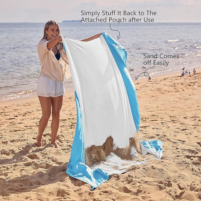 WEKAPO Beach Blanket Sandproof Waterproof, Extra Large Beach Mat, Oversized & Compact Sand Free Mat