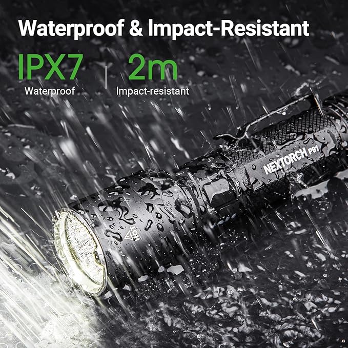 NEXTORCH P91 Tactical Flashlight High Lumens, 5000 Lumens Dual Switch Rechargeable Flashlight with