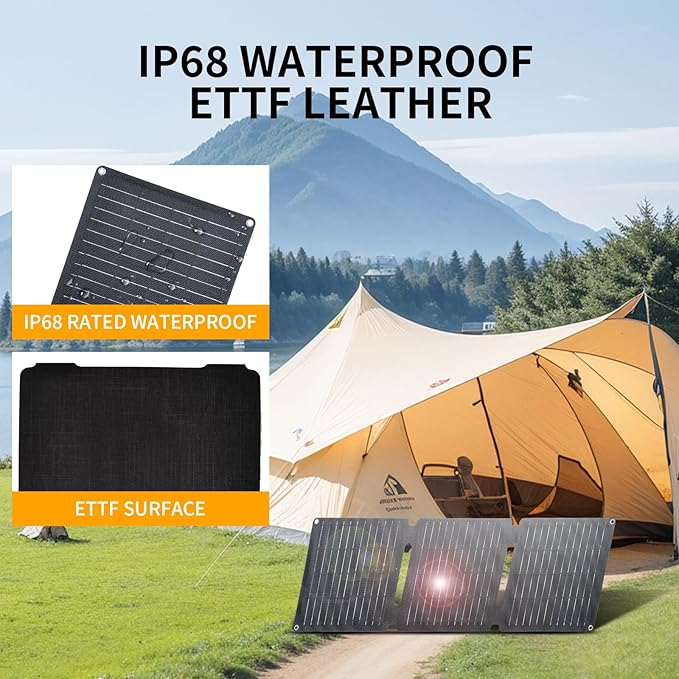30W Portable Solar Panel,Foldable Solar Panels Charger for Camping Hiking Outdoor,IP65 ETFE