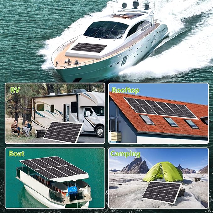 100W Flexible Solar Panel, 12V Monocrystalline Lightweight High Efficiency Bendable Mountable for