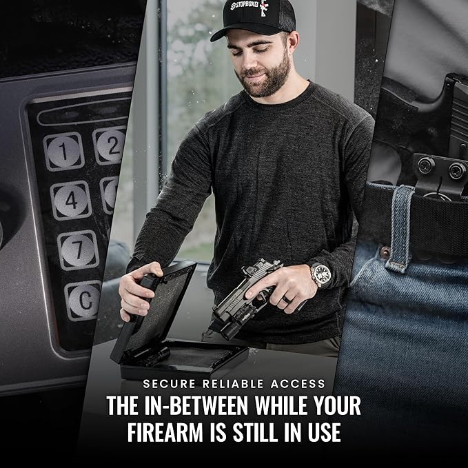 STOPBOX Gun Safe Alternative - Tactical Handgun Storage, Instant Access Portable Gun Case, TSA