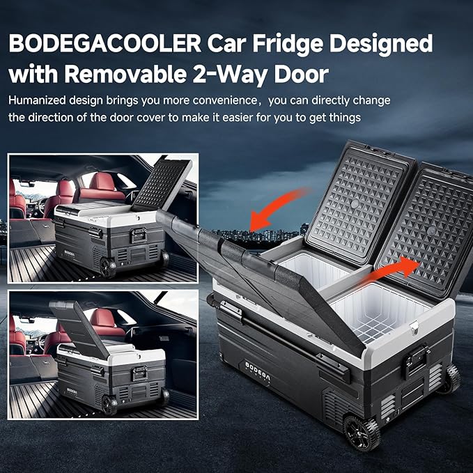 BODEGACOOLER 12 Volt Car Refrigerator, 100 Quart Portable Freezer, Car Fridge Dual Zone WIFI APP