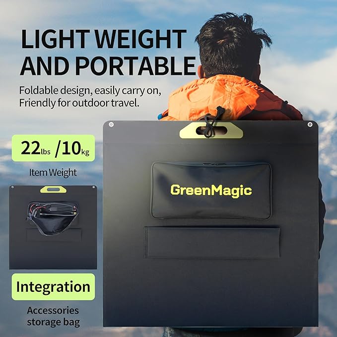 400W Portable Solar Panel, Greenmagic 400W 39V Foldable Portable Solar Panel Charger, with Output