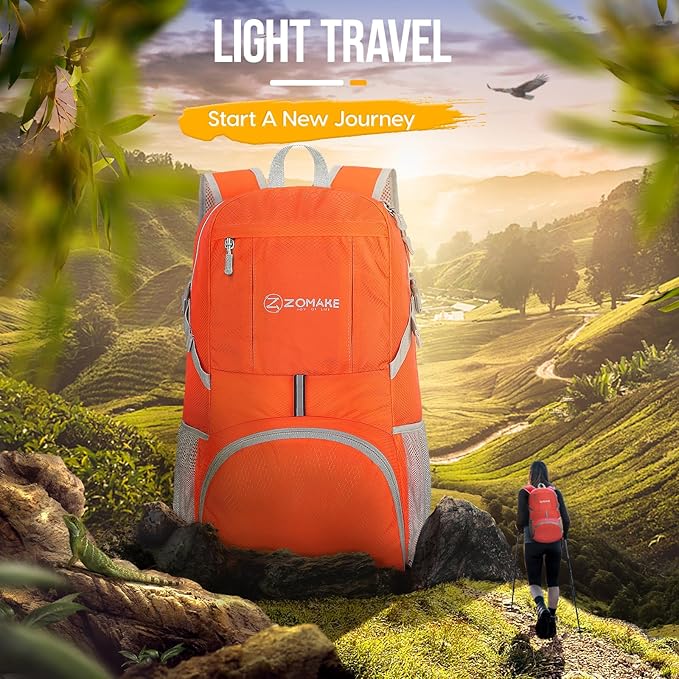 ZOMAKE Lightweight Packable Backpack 35L, Light Foldable Backpacks Water Resistant Collapsible
