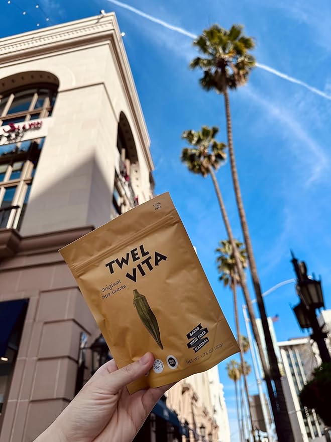 TwelVita Wholesome Baked Okra Crisps, Vegan Snacks, Clean Label, Non-GMO, Gluten-Free, 1.76 oz ea