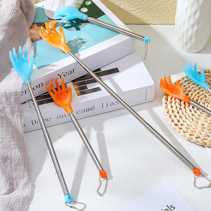 Tioncy 24 Pcs Extendable Back Scratcher Bulk Hand Shaped Retractable Scratcher Telescoping Massage