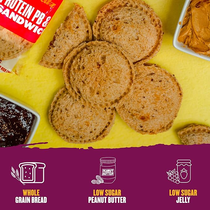 Clean Eatz High-Protein PB&J Sandwich, Mixed (Strawberry & Grape) – 16 Pack