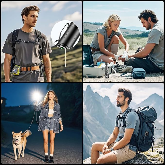 JAY-PARK High Lumen Flashlight - 10000 Lumens, Rechargeable 5000mAh with LCD Display, Zoomable Long