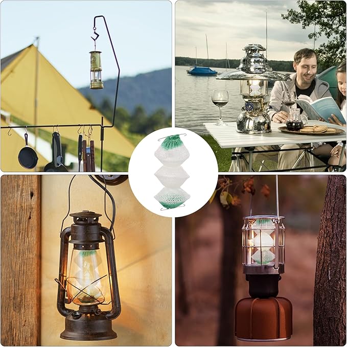 Thinp 6 Pcs Lantern Mantles,3-Layer Propane Lantern Mantles Insta-Clip 2#95 Mantles Gas Lantern