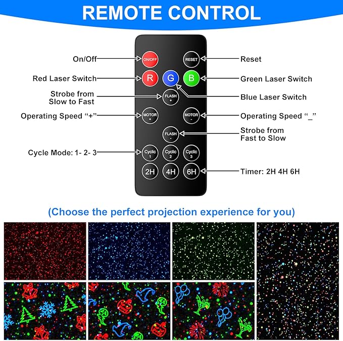 Christmas Laser Projector Light Outdoor, RGB 3 Colors Laser Lights with 24 Patterns, IP65