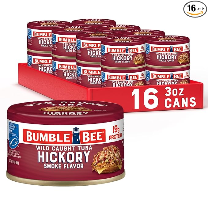 Bumble Bee Snackers - Hickory Smoke Tuna, 3 oz Easy Open Can - 19g Protein per Serving - Wild