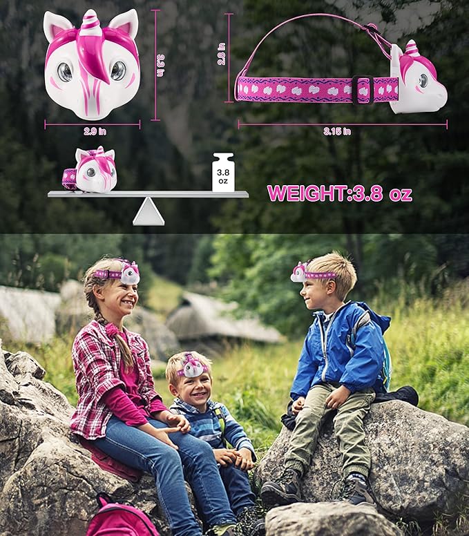 Toys LED Headlamp-Headlamp for Kids Unicorn Toy Head Lamp Flashlight 3 Adjustable Lighting Mode