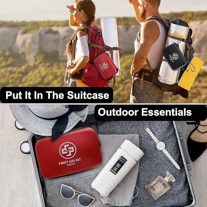 Premium First Aid Kit, 320 Piece Waterproof Hard Shell Eva First Aid Kit for Home, Camping, Cars
