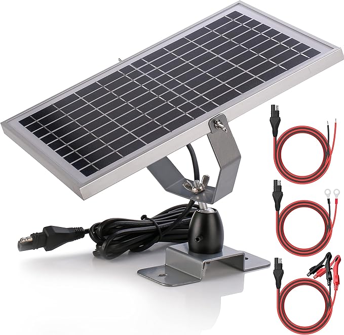 SUNER POWER 10W 12V Solar Battery Charger Maintainer, Built-in Smart MPPT Charge Controller