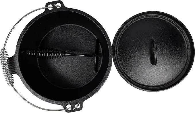 Pre-Seasoned Cast Iron Camp Dutch Oven With Legs, 4.1 qt, including Lid Lifter & Lid Stand