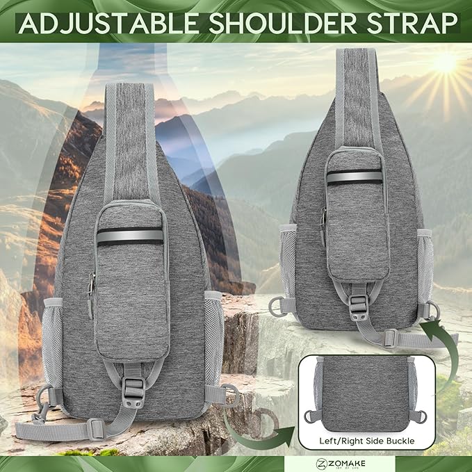 ZOMAKE Sling Bag,Small Crossbody Sling Backpack,Water Resistant Shoulder Daypack for Travel,Anti