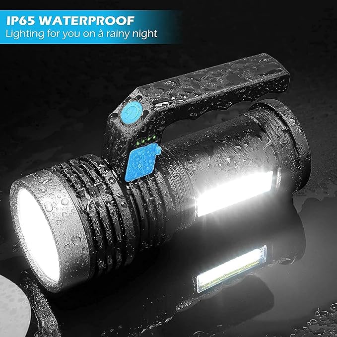 LED Flashlight High Lumens USB Rechargeable Flashlight for Camping, Hiking, Walking, Powerful