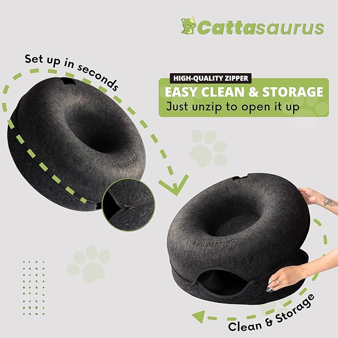 CATTASAURUS Peekaboo Cat Cave for Multiple & Large Cats Up to 30-45 Lbs, Scratch Detachable &