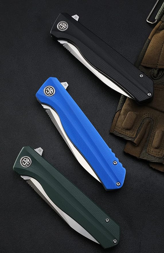 Petrified fish G10 handle D2 steel blade 2CR13 liner ball bearing flipper folding knife camping