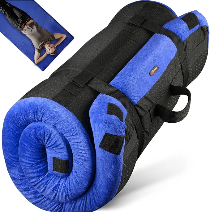 4 Inch GAIALOOP Extra Thick Memory Foam Camping Mattress, Roll Up Floor Sleeping Mat Camp Cot