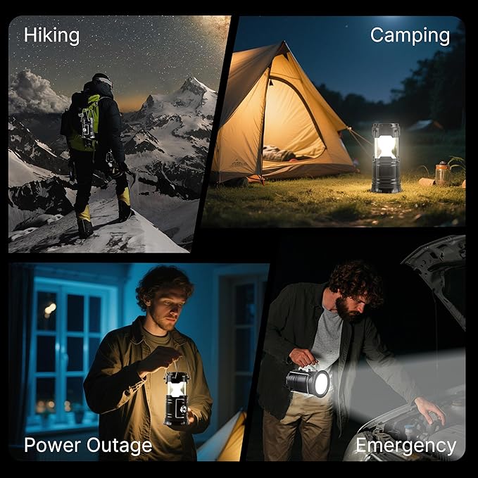 Lichamp Collapsible Portable Solar Camping Lantern, USB Rechargeable LED Flashlight - Survival Kits