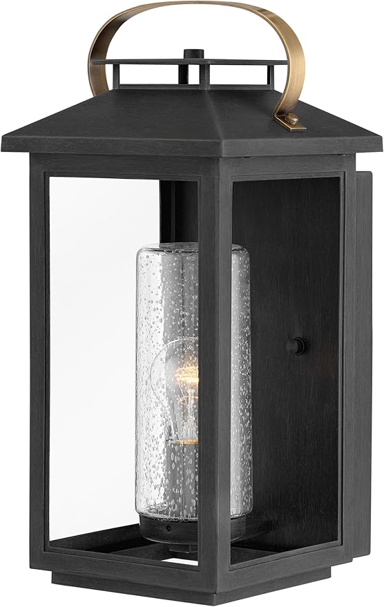 Hinkley Atwater Medium Wall Mount Outdoor Lantern - Anti-Fade, Clear Seedy Glass, Composite, LED