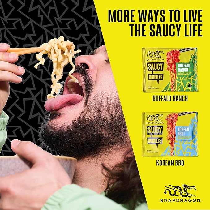 Snapdragon Saucy Instant Noodles with Cheezy Umami, Savory Slurpable Sauce - Quick Meal, Snack, and