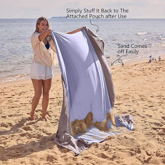 WEKAPO Beach Blanket Sandproof Waterproof, Extra Large Beach Mat, Oversized & Compact Sand Free Mat
