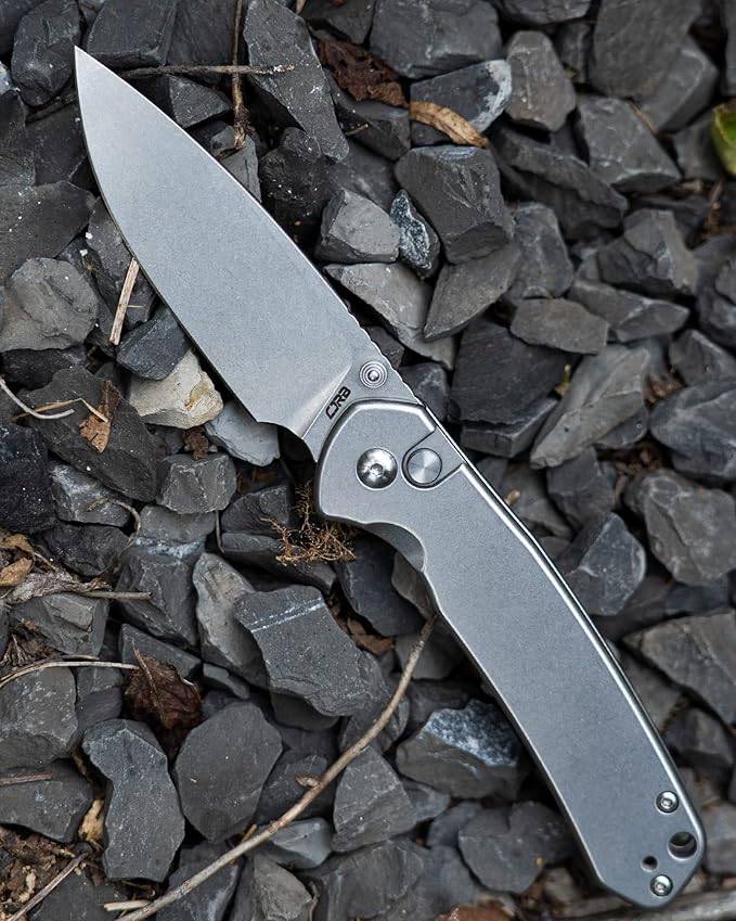 CJRB Folding Knife Pyrite (J1925) AR-RPM9 Balde and Stainless Steel Handle Button Lock EDC Pocket