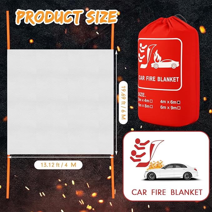 Emergency Fire Blanket for Car Vehicle Fiberglass Extinguisher Blanket Large Fire Suppression