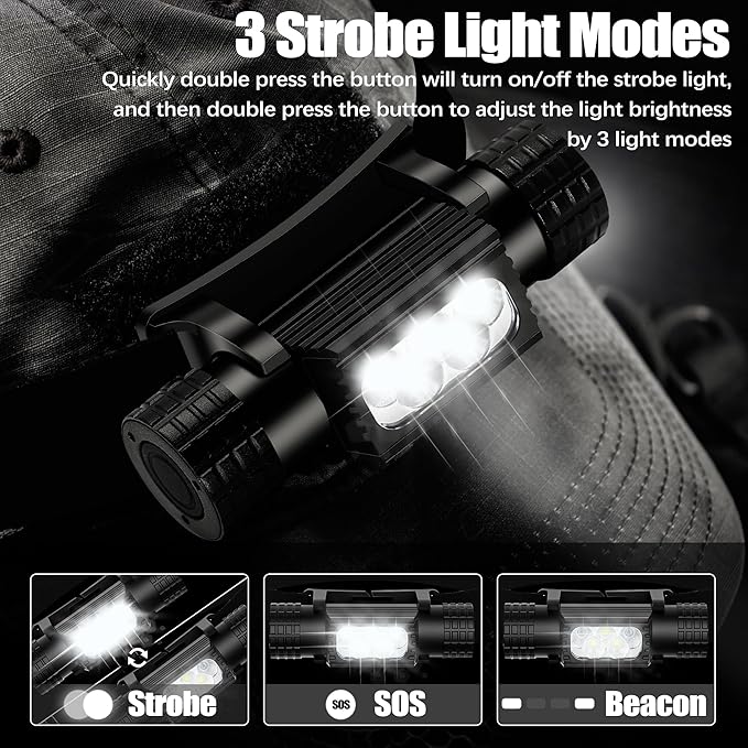 Headlamp Rechargeable, 2000 Lumen Super Bright LED Head Lamp for Adults, IP67 Waterproof