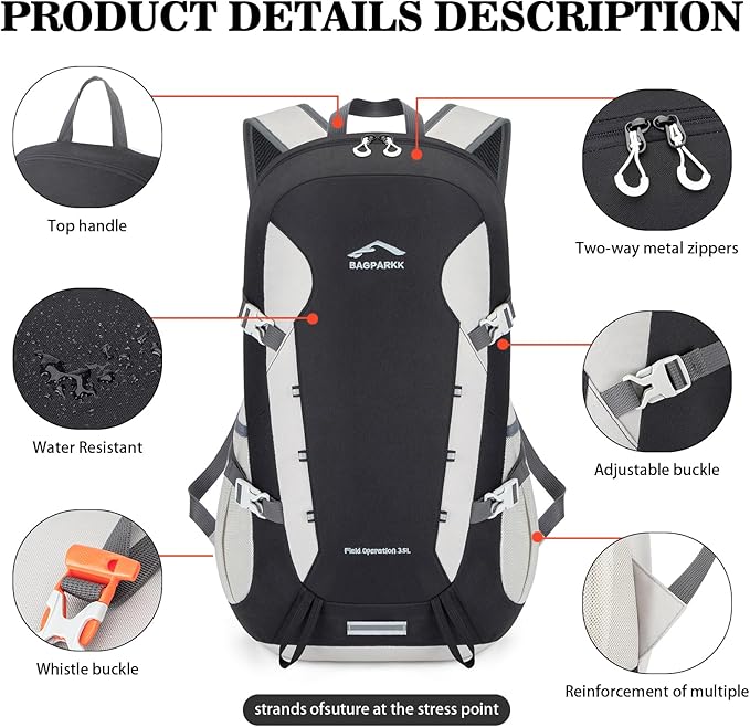 Hiking Backpack,Large 35L Travel Backpacks for Men Women,Water Resistant Ultra Lightweight Foldable