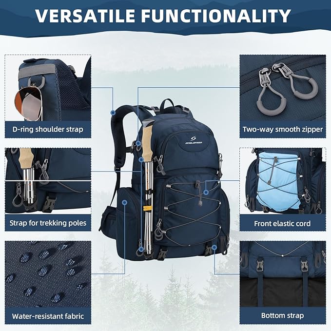 Maelstrom Hiking Backpack, 40L Waterproof Camping Daypack for Men and Women, Lightweight Travel