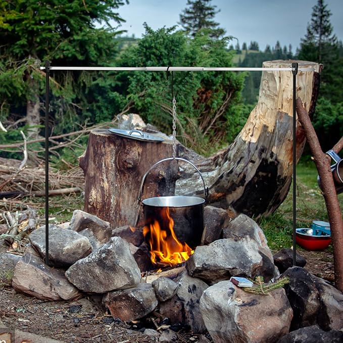 only fire Spit Rotisserie for Outdoor Campfire Grilling, Over Fire Camp Grill with 35×5/16" Square