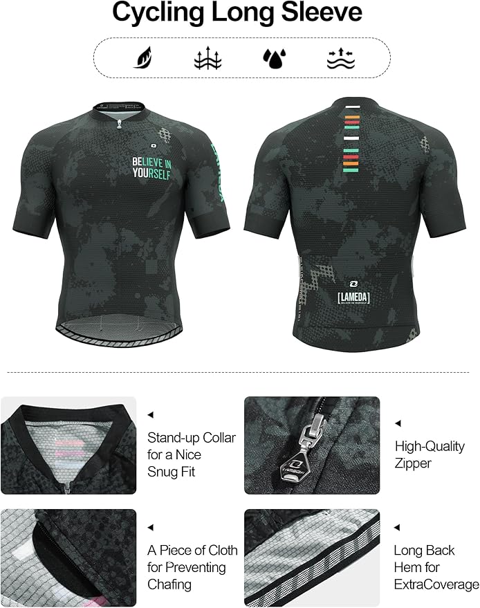 LAMEDA Men's Cycling Jersey Breathable Lightweight Bike Jersey Short Sleeve Quick Dry Moisture
