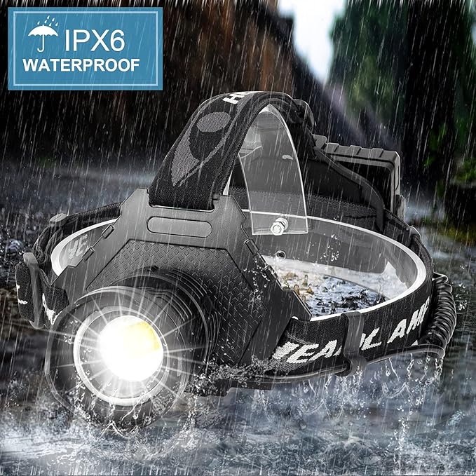 Rechargeable LED Headlamp 1080 Lumen, Super Bright Head Lamp Flashlight with 5 Lighting Modes, IPX6